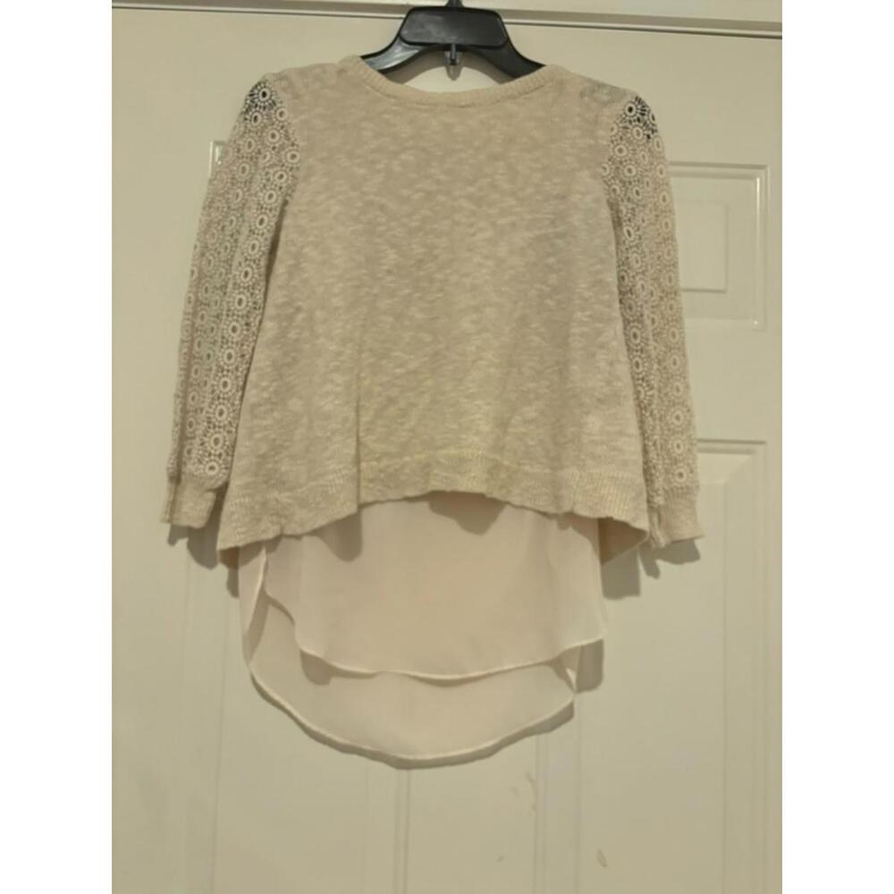 Women's‎ sz S Lucky Brand cream crochet sweater #1124
